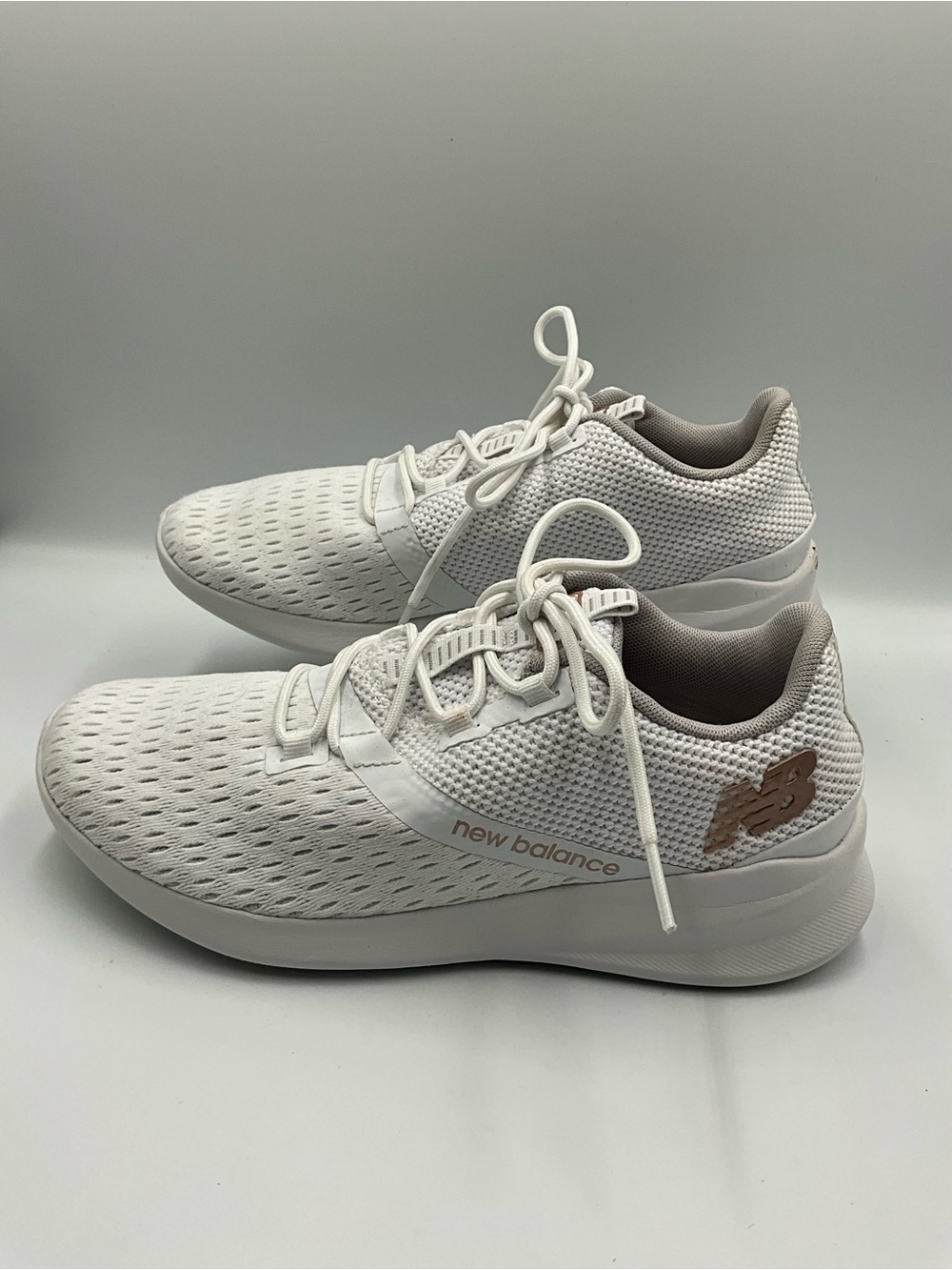 New Balance Sneakers Size 8D White with Beige Accents